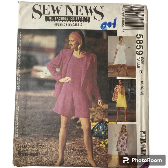 McCalls 5859 Dress Jacket Romper Pattern Miss 6-12 Princess Seams Loose Fit - Picture 2 of 5